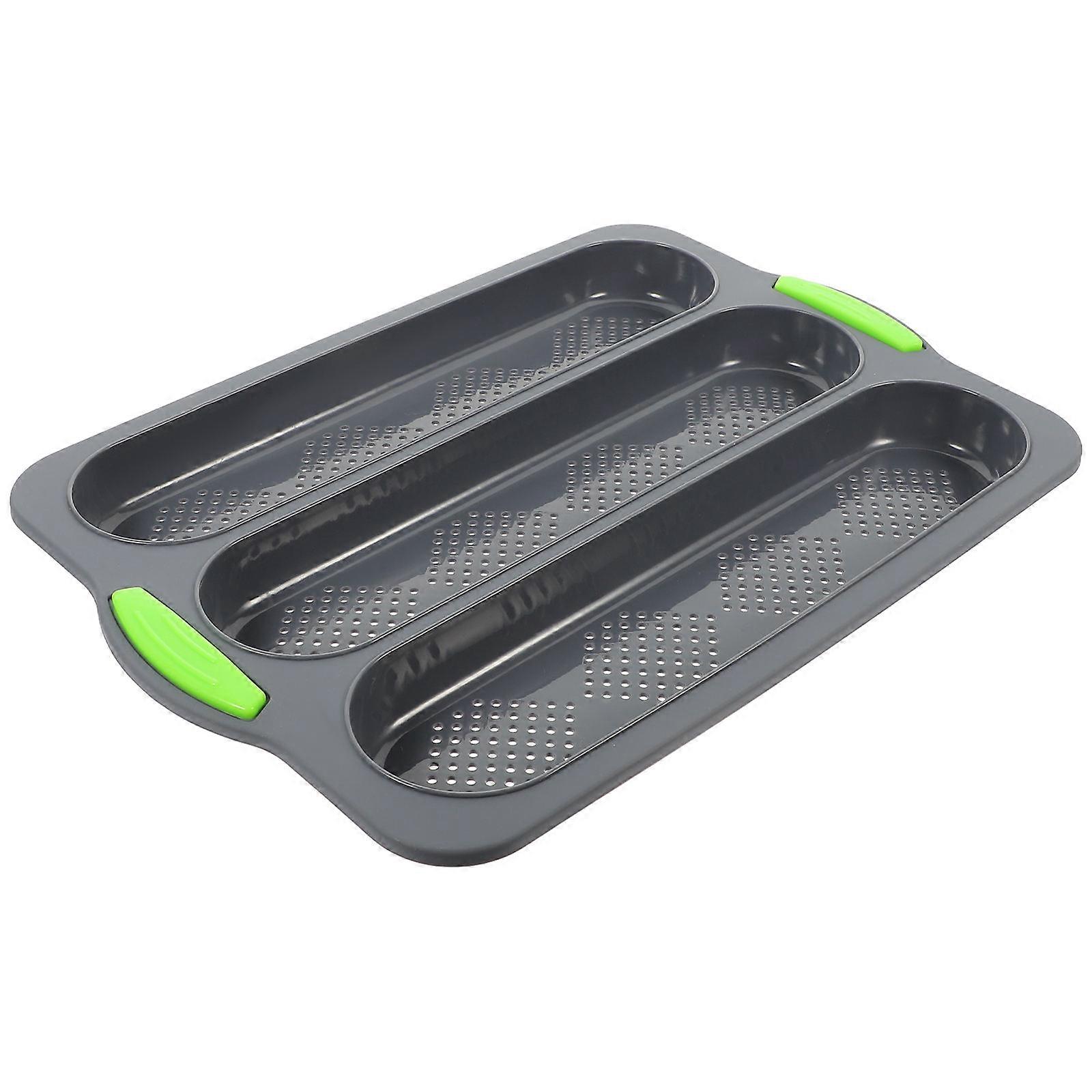 Silicone Baking Mould Bread Stick Tray for Baking Use 3 Slots Black