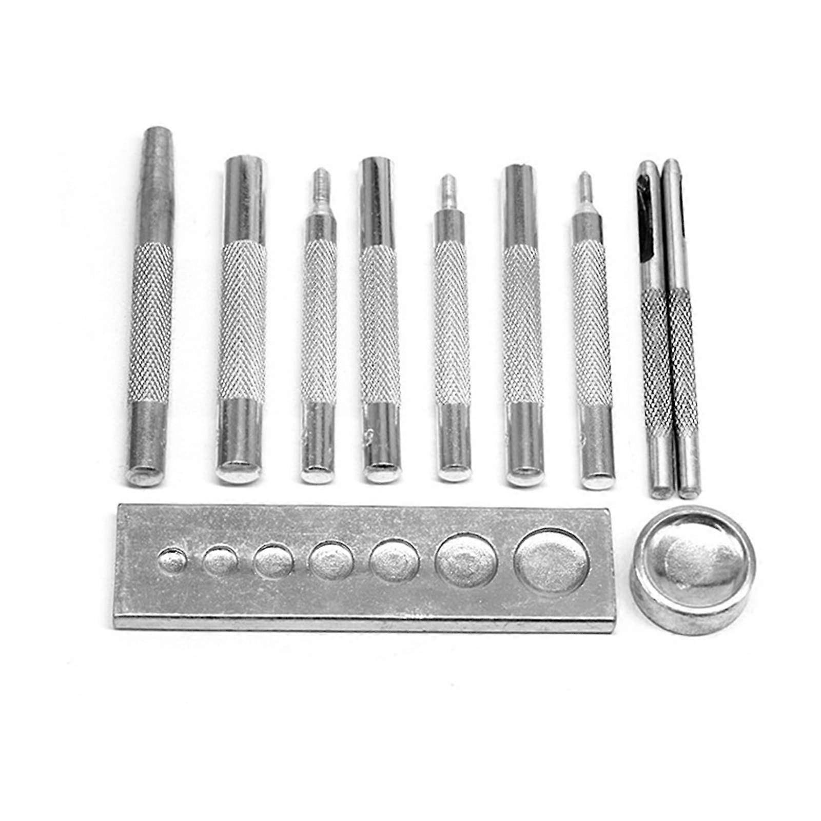 11 Piece Heavy Duty Leather Craft Tool Set for Rivets Snaps Grommets Studs with Precision Alignment