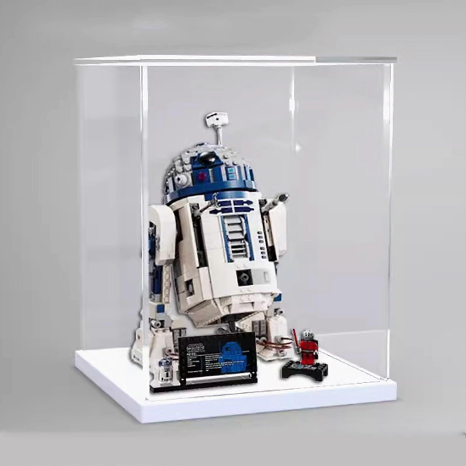 R2D2 Display Case Acrylic Dustproof Box for  75379 Star Wars with White Base