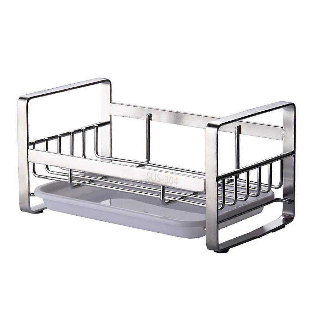 Kitchen Storage Rack Creative Sponge Holder for 1Pcs Silver with Drain Pan