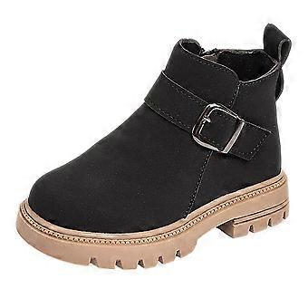 Ediodpoh Nieuwe winterlaarzen voor jongens en meisjes, korte laarzen voor peuters, kleine kinderen en oudere kinderen, zachte zool, comfortabele pluche katoenen laarzen/schoenen voor kinderen, zwart, maat 9