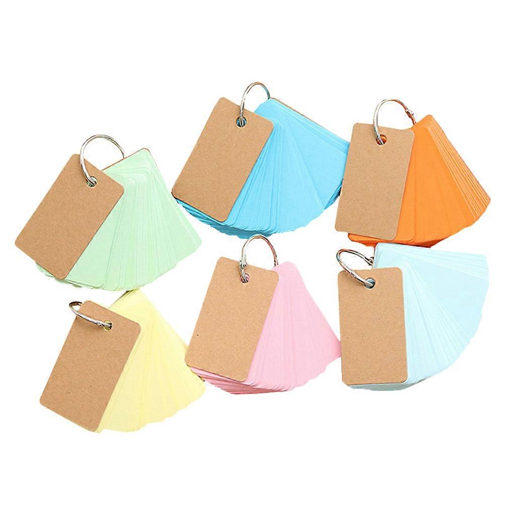 Blank Flash Cards Ring Loose-Leaf Notepad for Writing Use 6Pcs Set