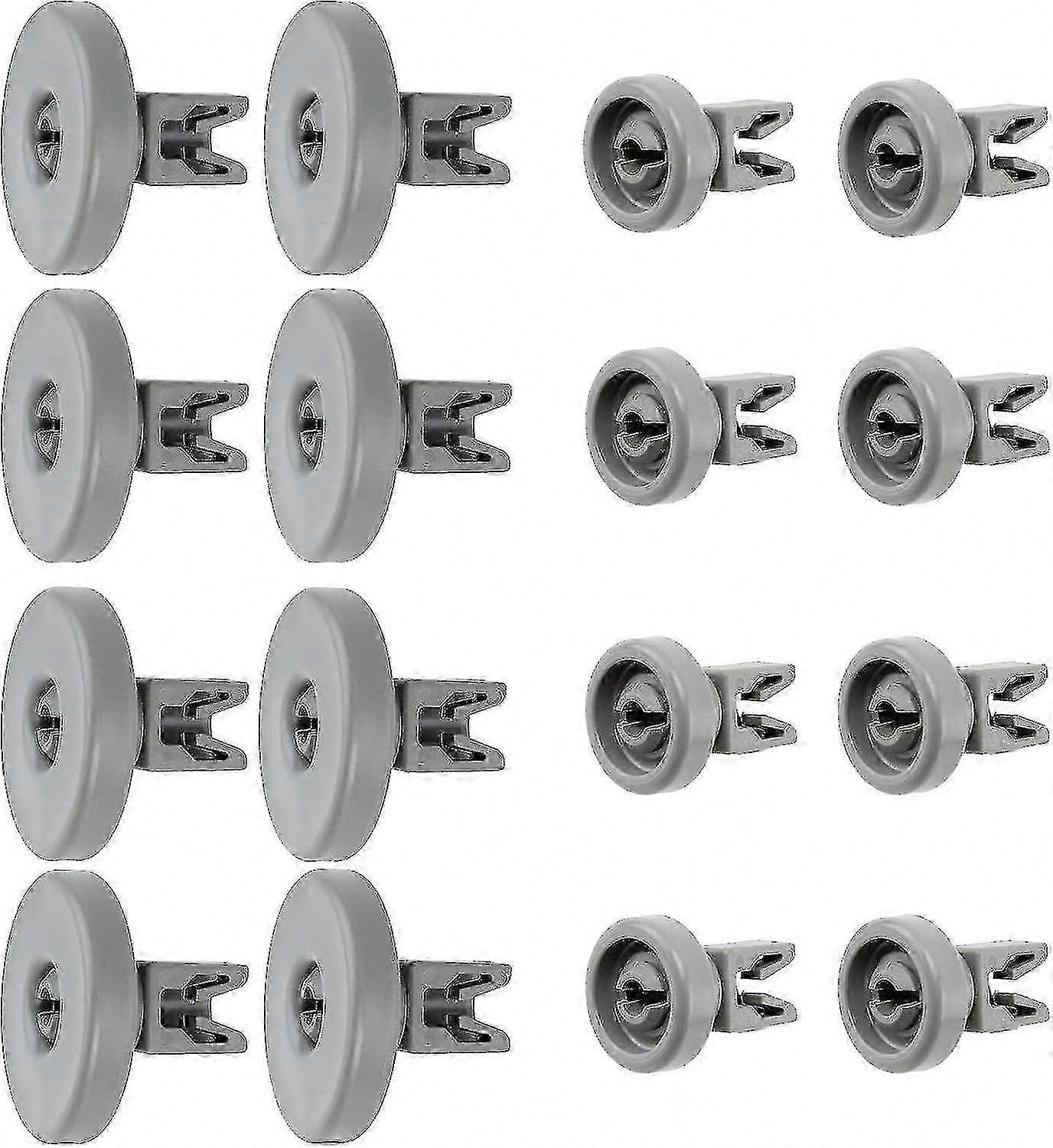 Dishwasher Basket Rack Wheel Set (8 Upper + 8 Lower) Compatible with Various Models