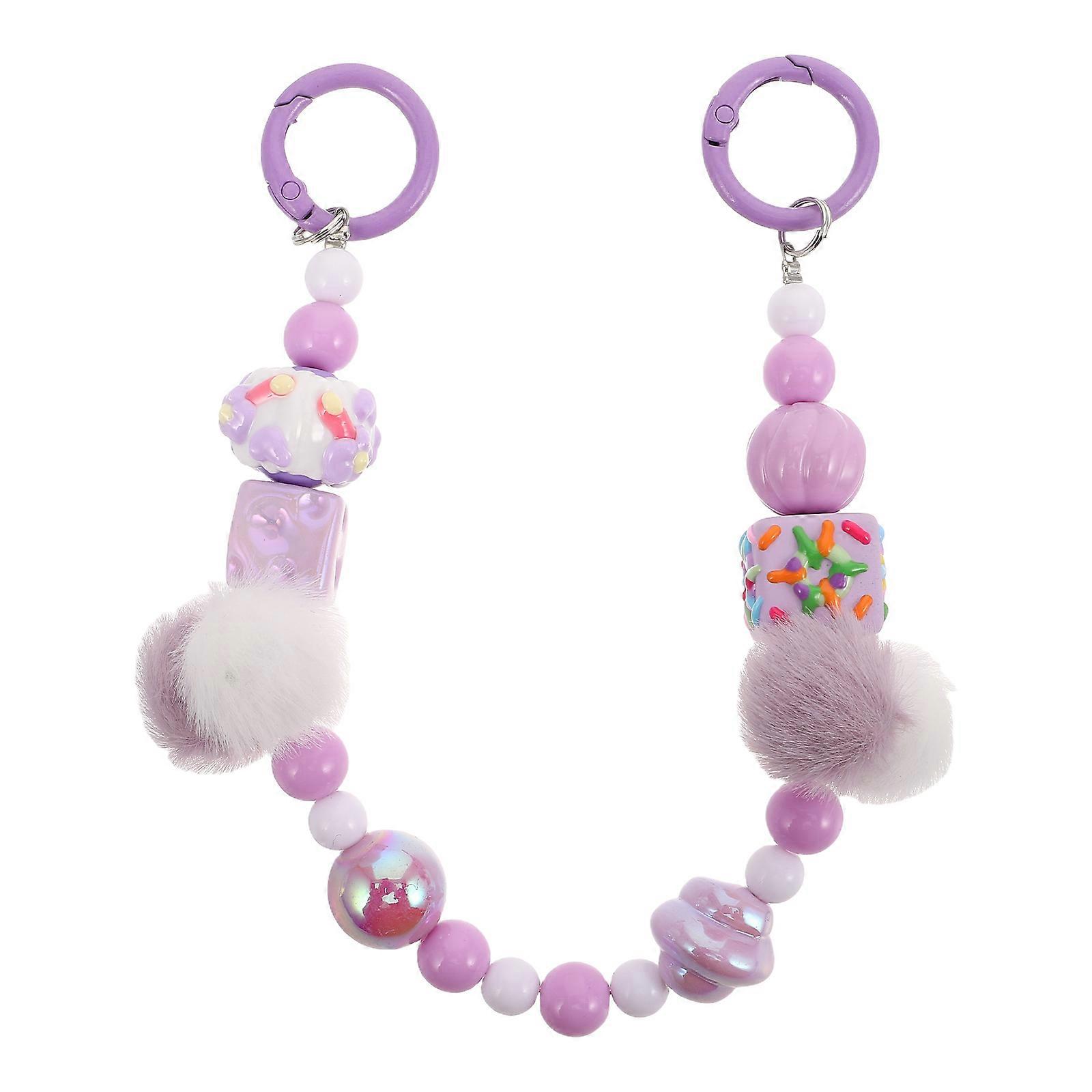 Creative Hand-Painted Plush Beaded Phone Chain for Phone Versatile Accessory