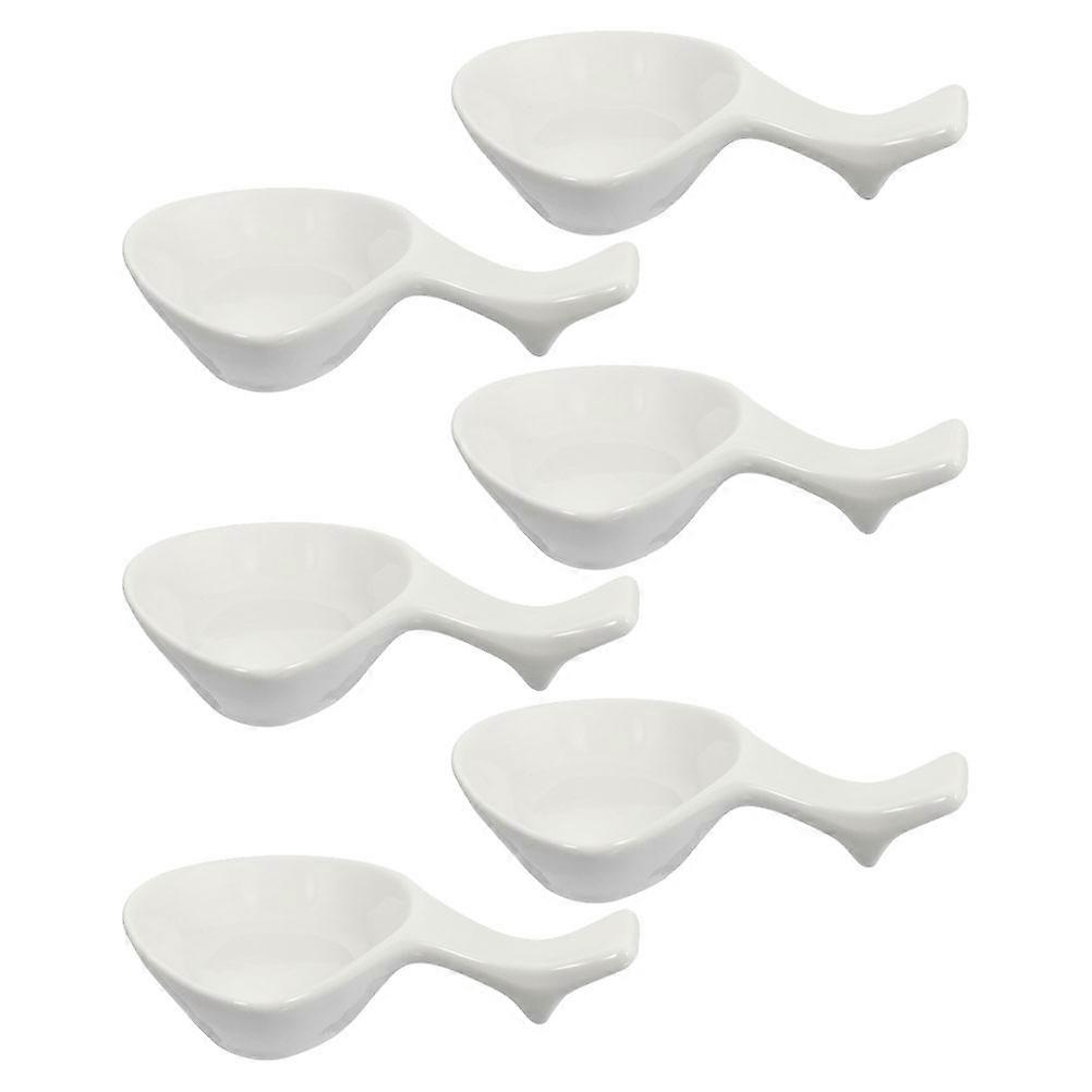 Dip Serving Dish Chopstick Rest Ceramic for Storage 6Pcs White Tableware