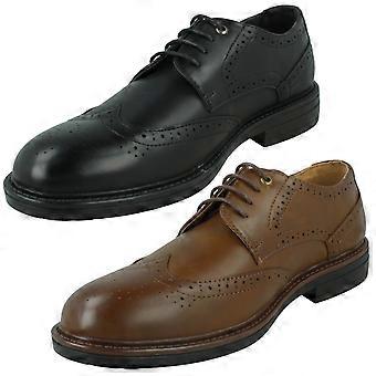 Scarpe stringate eleganti da uomo modello brogue A2204 - Sintetiche color cuoio - Taglia UK 12 - Taglia EU 46 - Taglia US 13