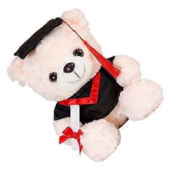 Graduation Bear Plush Toy With Doctorate Hat Soft Stuffed Animal For Graduation Ceremony Gift And Home Decoration Multicolor