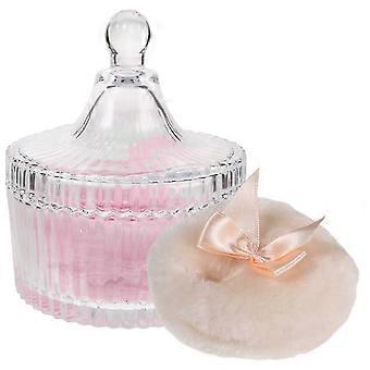 Assortiment gekleurde puff met glazen opbergdoos 1 set