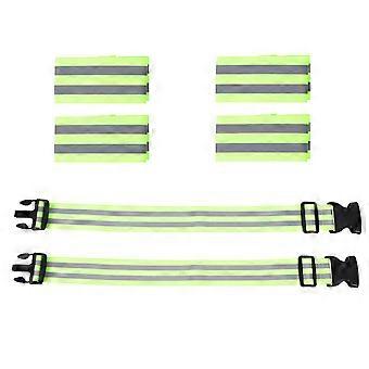 Cinturón de seguridad reflectante ajustable con muñequeras verdes para uso nocturno (1 juego)