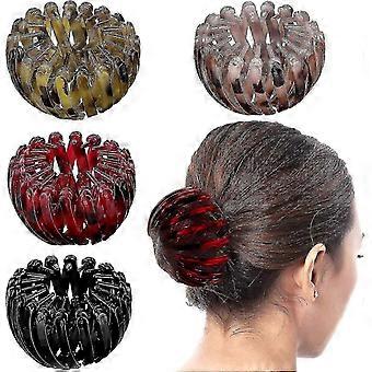 4 Pcs Vintage Geometric Hair Loops Expandable Clip Bird Nest Shaped Hair Tool