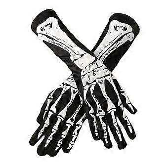 1 para Halloween Skeleton Rękawiczki Duch Ręka Drukuj Blask w nocy Świetlisty Kontrastowy Kolor Pełne Palce Przerażające Jeden Rozmiar Unisex Cosplay Performance Sk