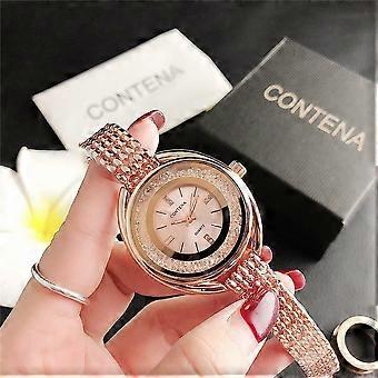Novo estilo, relógio de negócios elegante, artístico e moderno, quartzo de diamante fluido, requintado e elegante