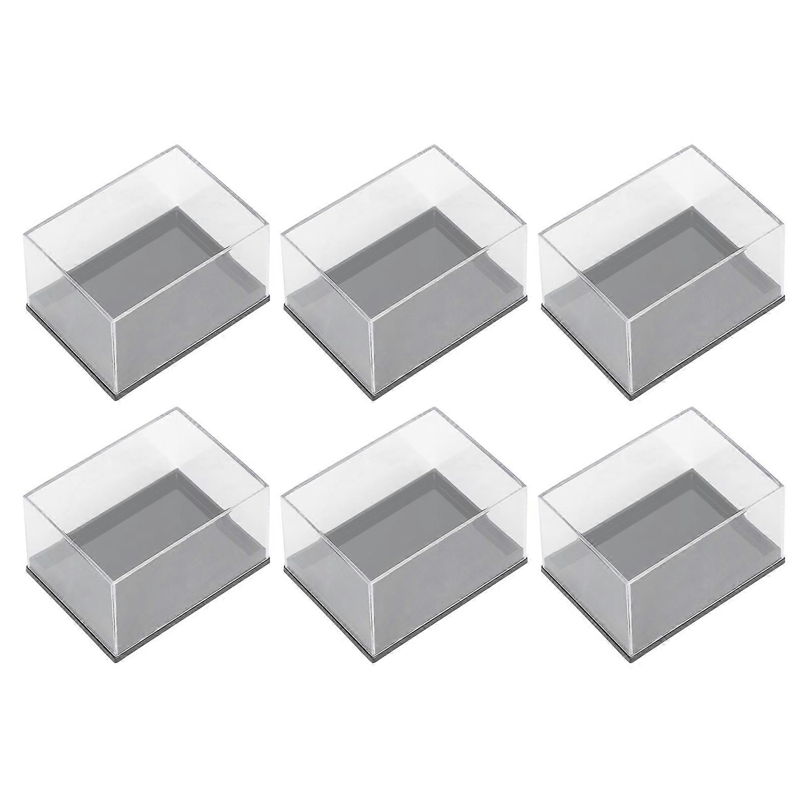 6pcs Plastic Mineral Specimen Storage Cases Square Sample Displaying Boxes