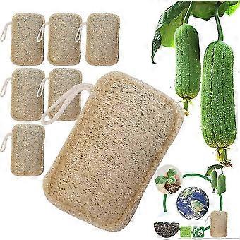 6 Pack Organic Loofah Sponge - 100% Natural, Biodegradable & Compostable compatible with Kitchen, Bath & Camping