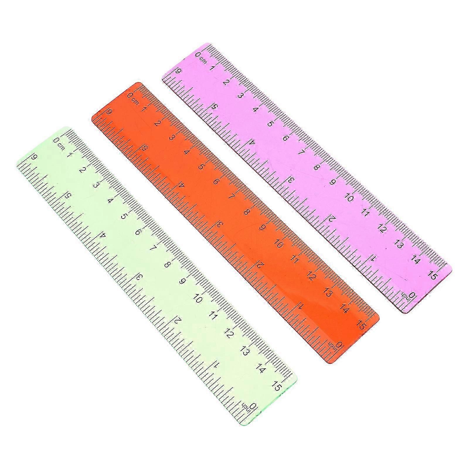 School Supplies Straight Ruler for Math Drawing 3Pcs Plastic Set