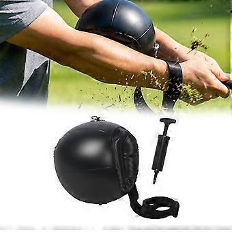Ball-Style Golf Swing Tool with Inflatable PVC Body, Attached Nylon Strap and Clip for Routine Rhythm, Direction, and Body Coordination Practice
