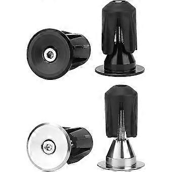 4PCS Bar End Plugs Aluminum Handlebar Caps Cycling Road Mountain Bike Colorful Plug for Most Bicycle(Black/Silver) making kit