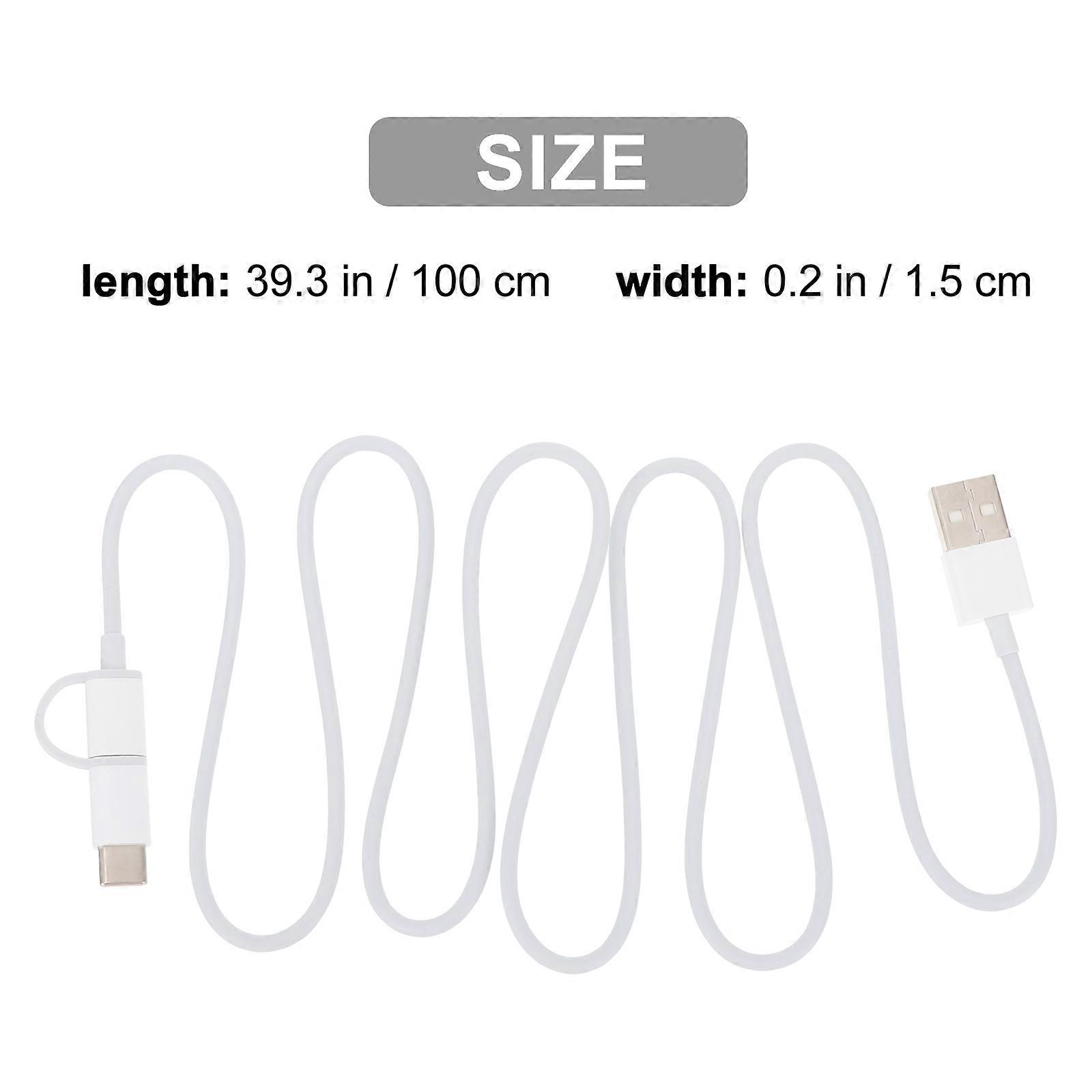 Data Cable USB Type-C Micro USB Cable for Charging White PVC