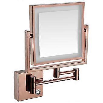 Lighted Wall Makeup Mirror Hardwired DoubleSided Magnifying Vanity Mirror Wall Mount for Bathroom Square Design