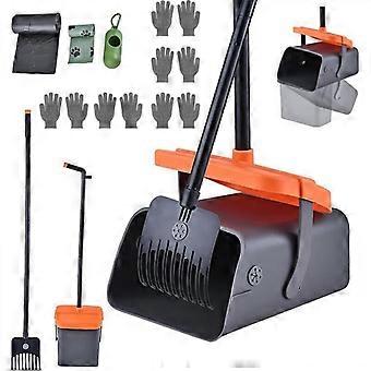 Dog poop scoop with rotating bucket and rake, heavy-duty poop collector for large dogs