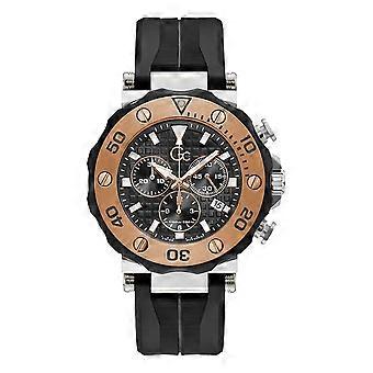 Relógio de pulso masculino Gc DiverCode com pulseira de silicone preta, 44 mm, modelo Y63003G2MF