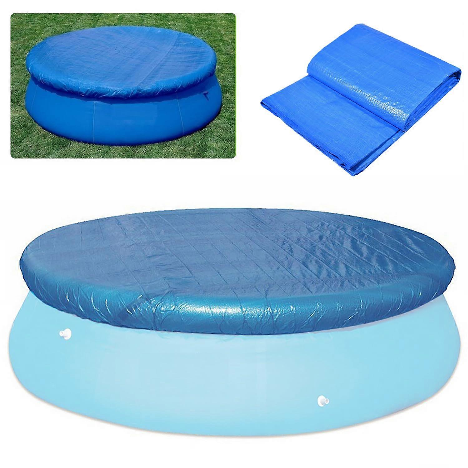 10ft Round Pool Cover with Drawstring, Dustproof Blue Protector for Inflatable and Frame Pools