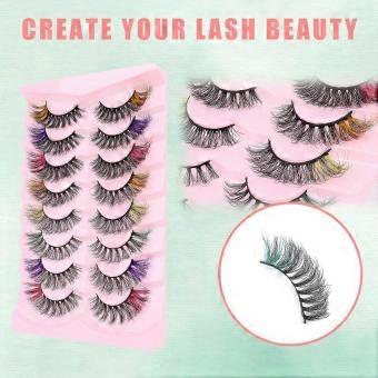 False Eyelashes 24 Pairs 3-Box Set, Mixed-Fiber 5D Curled Colored Cat-Eye Lashes with Elongated Tips for Stage Party Cosplay Makeup