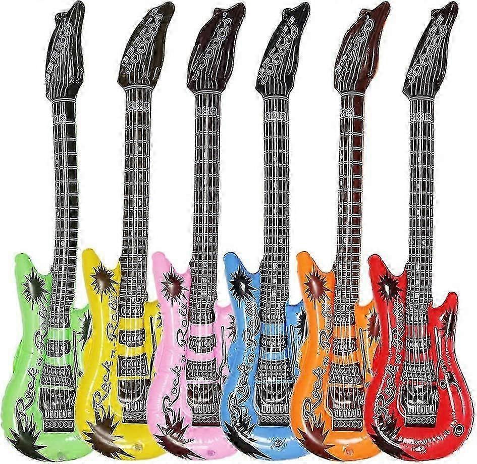Inflatable Guitar, Waterproof Assorted Colors Party Decoration (6pack)