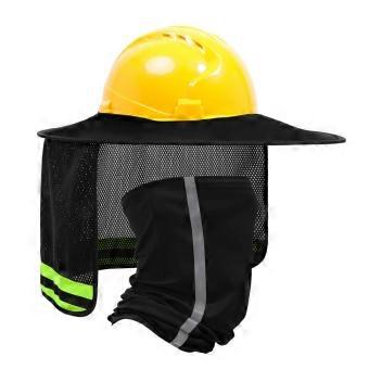 Full Brim Hard Hat Sun Shade with Neck Flap,  Visibility Mesh Shield and Bandana Set, 2 Pack Black