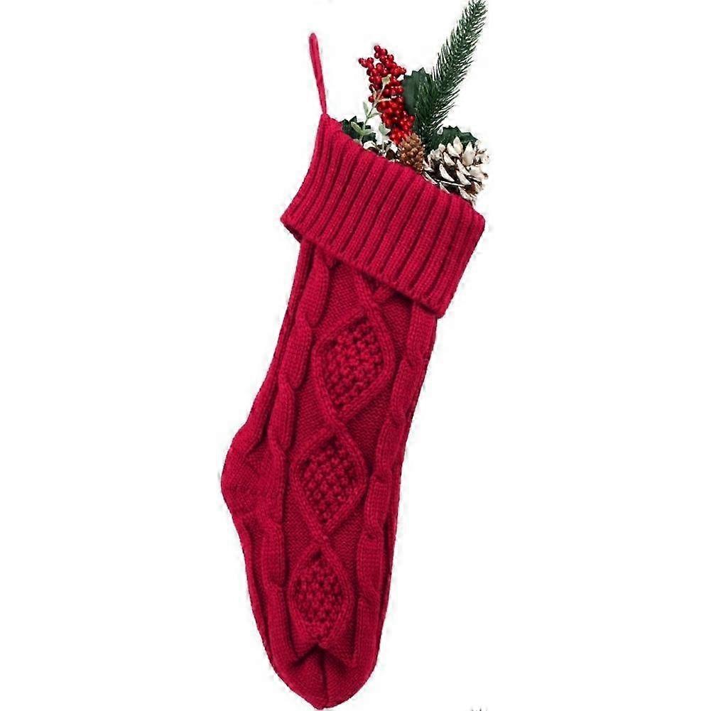 Festive Red Green Knit Stocking