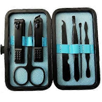 7 Piece Nail Art Set Blue Black Gold, Portable Travel Essential Nail Clippers Set, Fashion Professional Stainless Steel Nail Clippers Pedicure Se-brnv