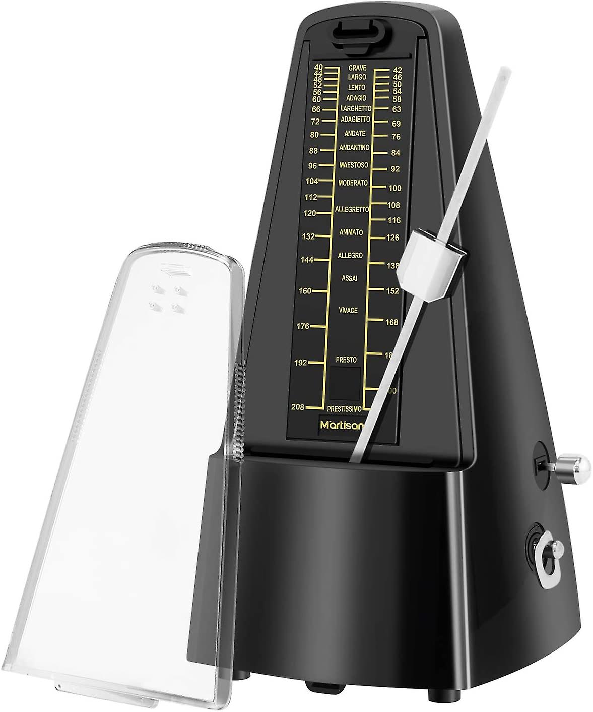 Traditionell mekanisk metronom med exakt timer och tempo för gitarr, piano, basgitarr