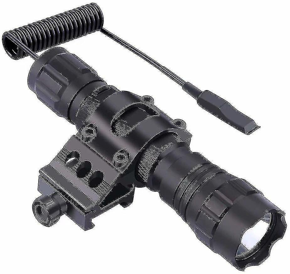 Tactical Led Flashlight, 1 Flashlight Mode, With Push Button Switch And 45 Mounting Rail, Side Offset Ring