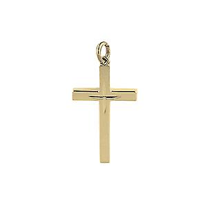 9ct Gold 20x12mm diamond cut star solid block Cross