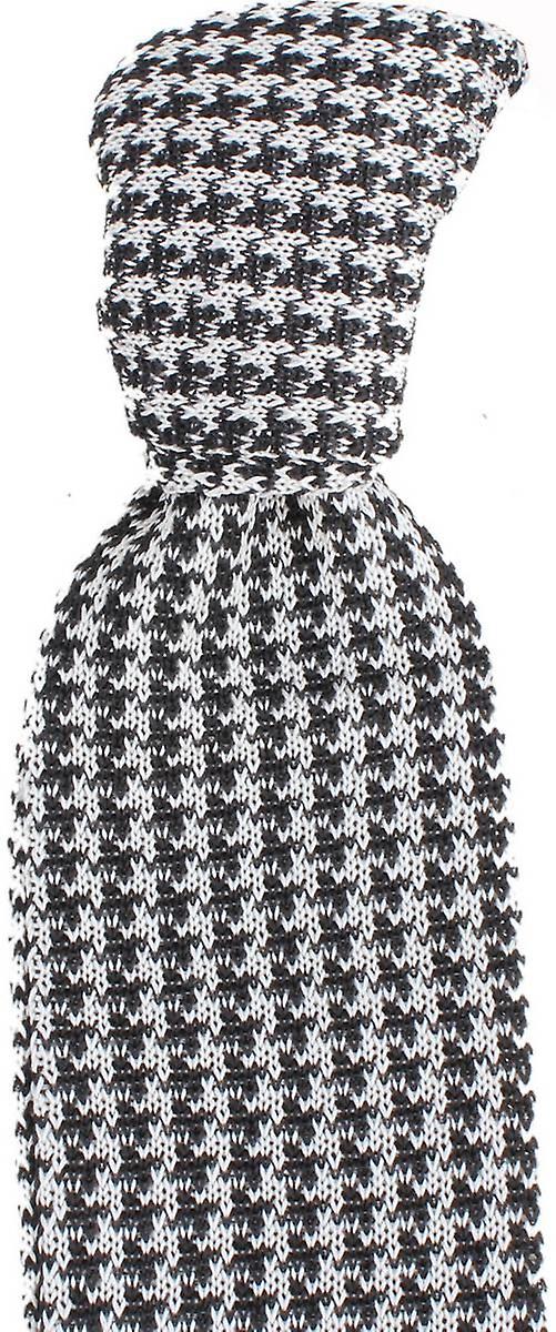 Knightsbridge Neckwear Silk Knitted Houndstooth Tie - Black/White