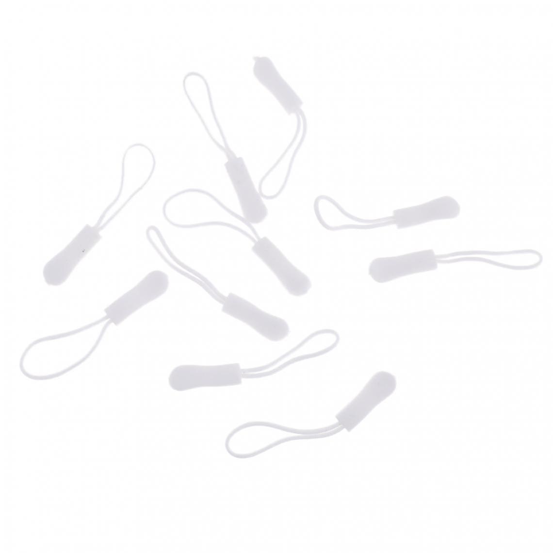 10pcs Plastic Zipper Pull Cord Puller Slider For Clothes White