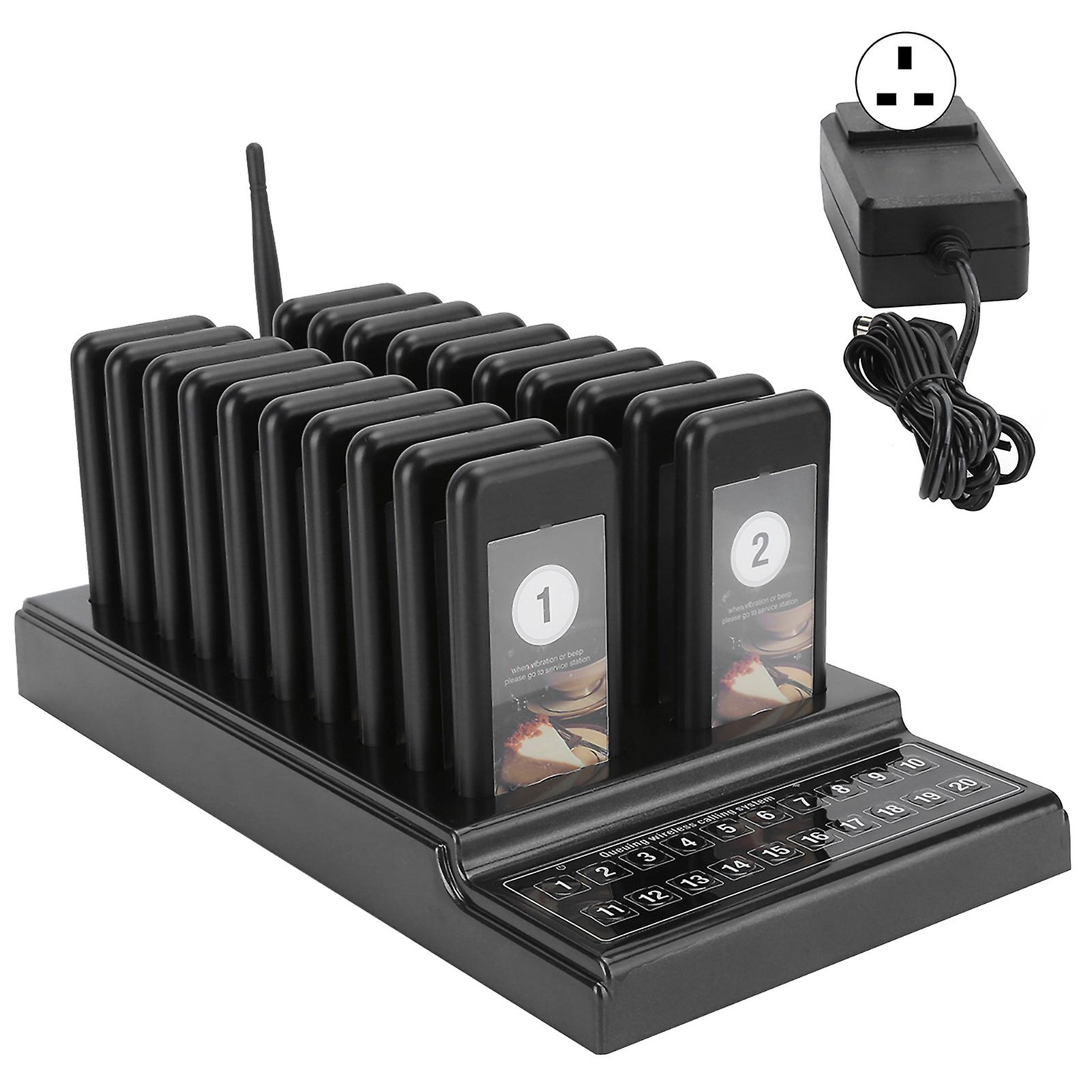 Restaurant Pager Wireless Calling System Receiver 20-Channel with Charging Indicator (110-240V) Prise