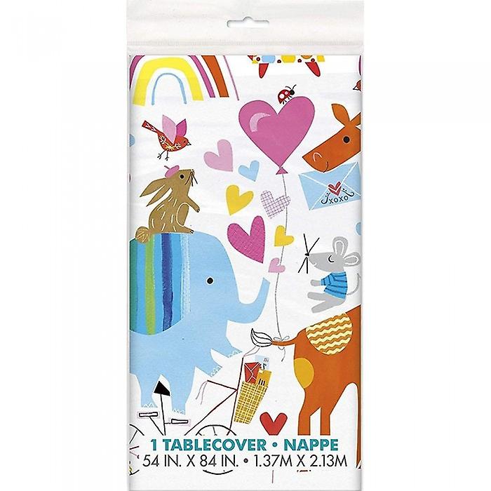 Unique Party Plastic Zoo Animals Baby Shower Tablecloth