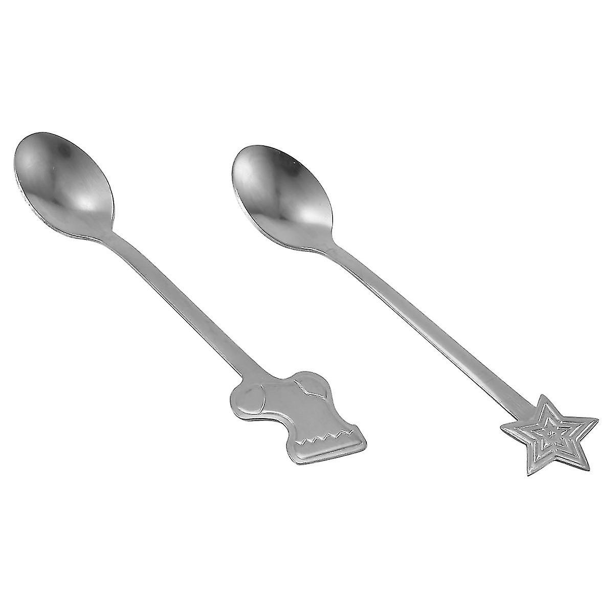 16pcs Less Xmas Spoons Dessert Spoon Kit New Year Silver