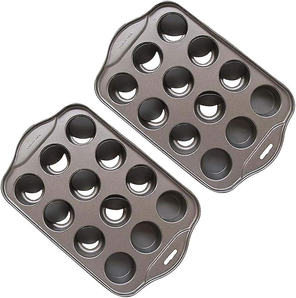 2 Pack 12 Cavity Mini Cheesecake Pan With Removable Bottom