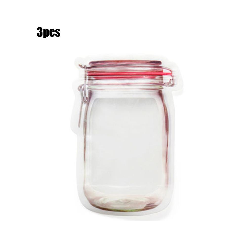3pcs Transparent Food Fresh-keeping Bag Bottle-Shaped Biscuits Snacks Storage Sealer Bags Zip-Lock B