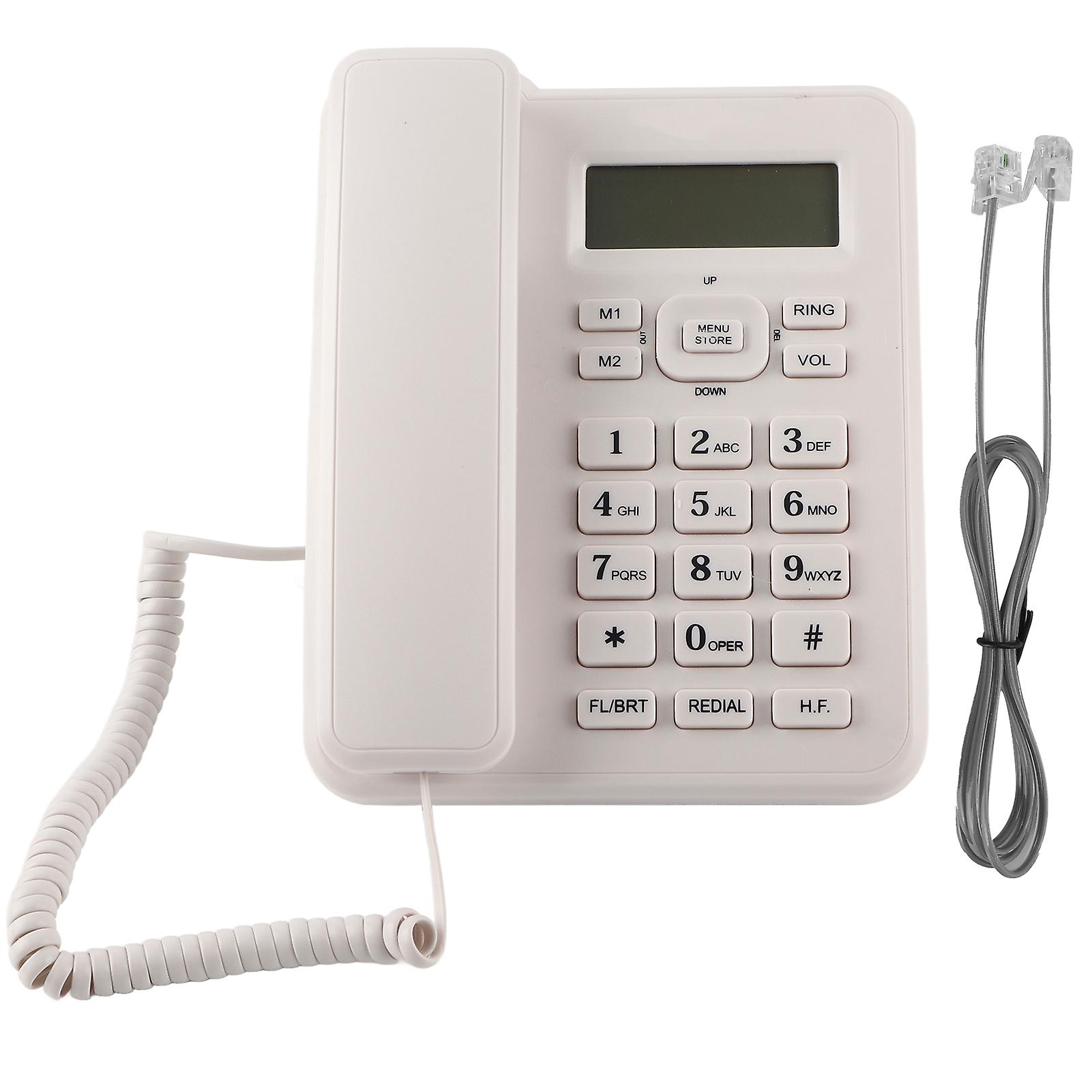 White KXT6001CID Landline Phone with Caller ID, 16 Ringtones, and Alarm Clock Functions