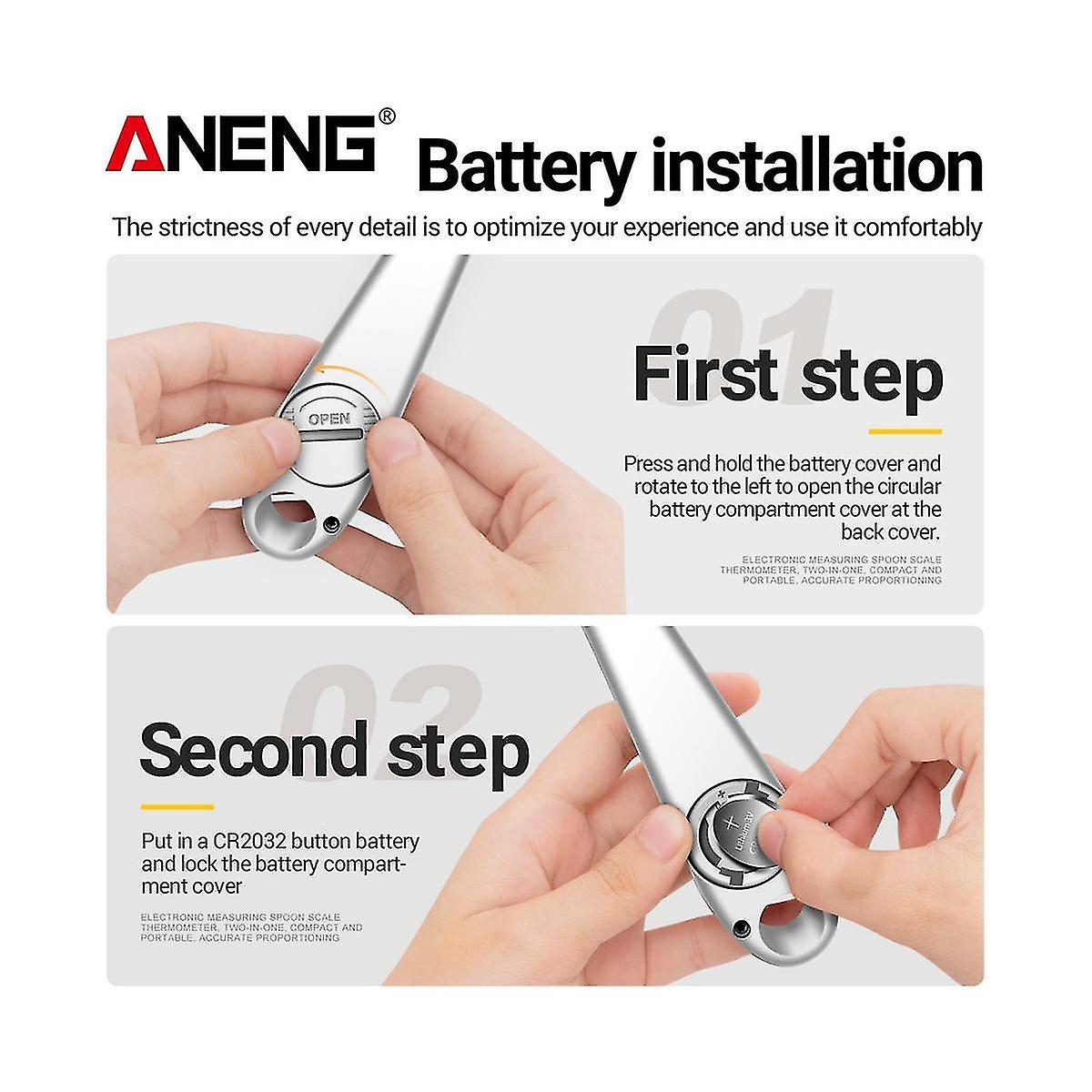 -6 Lcd Electronic Measuring Spoon +food Center Thermometer 2 In 1 Combination Function White