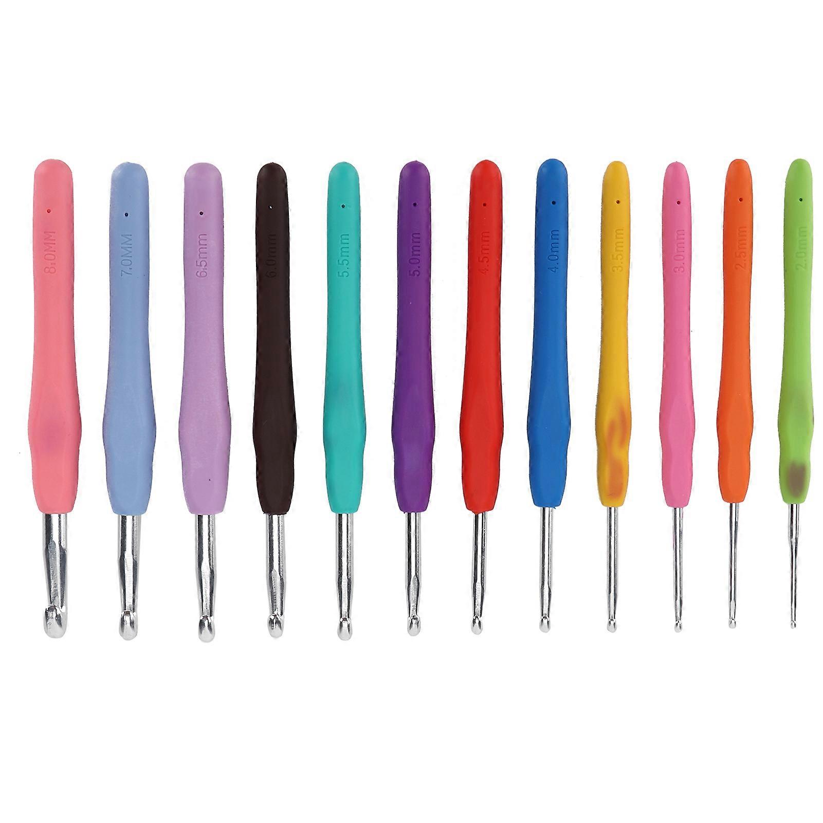 12Pcs Crochet Hooks Needles Soft Rubber Handle Different Sizes Knitting Needles Set for Beginners Experienced