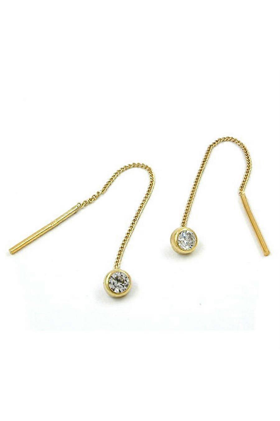 Earrings Chain Zirconia 9k Gold - Gl430168