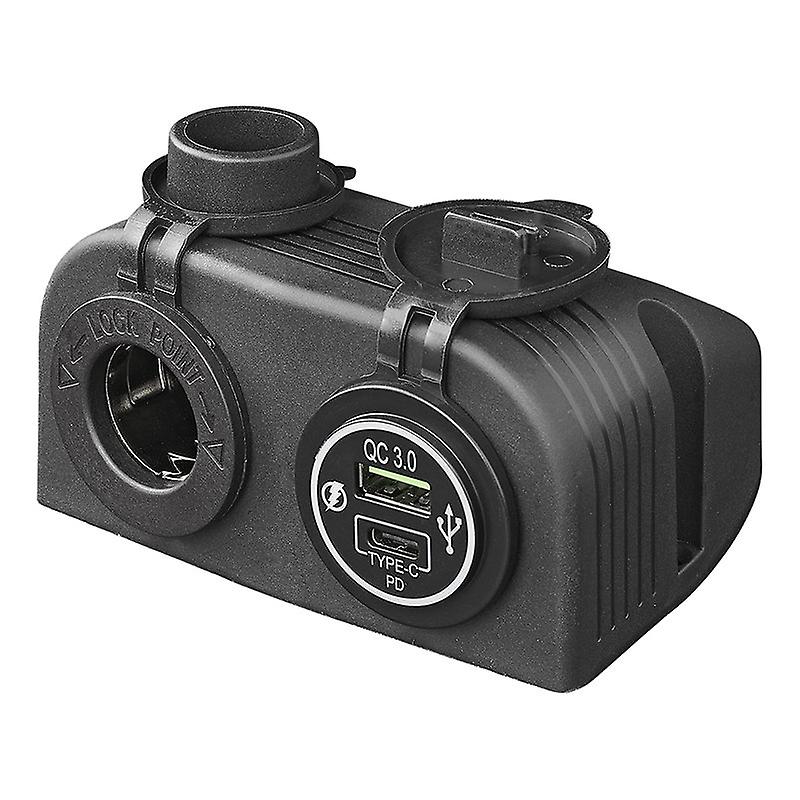 Surface Mount Kit: 12V Socket + USB Fast Charger Type A + C 2-Way 3A