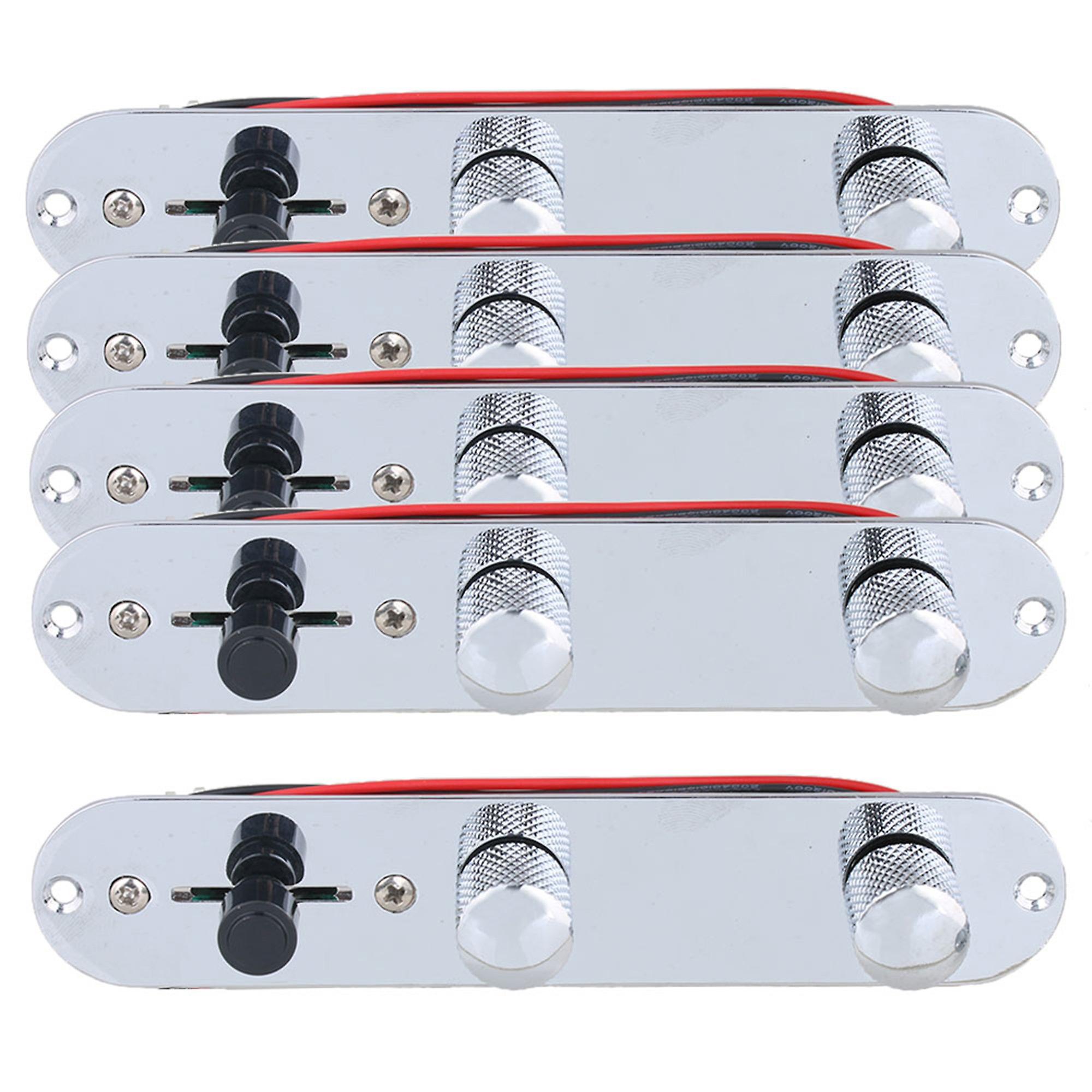 5pcs 6.3 x 1.33Inch Chrome Pre Wired Switch Control Plate for Electric Guitar