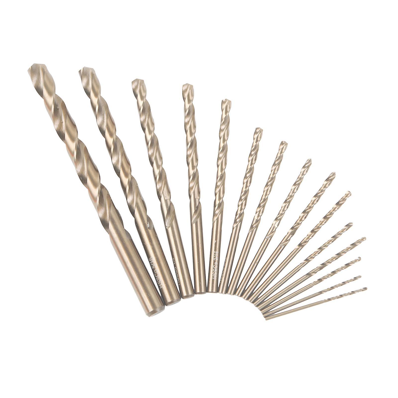 13Pcs Cobalt Drill Bit Set 1/16 to 1/4 Car Cast Iron Garage Twist Drill Bit