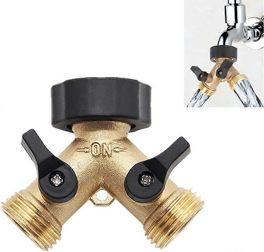1 brass 2-way splitter 3/4" for Splitter taps Irrigation hose Y-shaped taps and valves with individual on/off valves, connection of 2 devices.