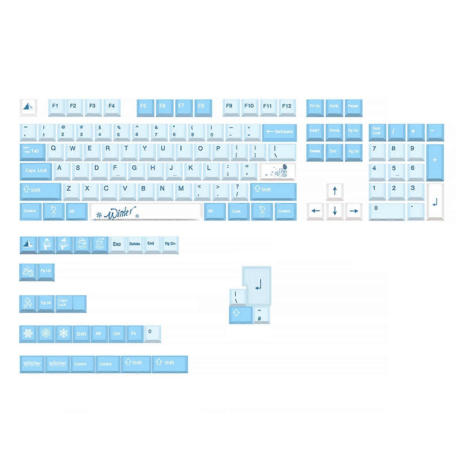  136Keys Winter Snow Keycap Cherry Profile PBT Dye Subbed for Mechanical Keyboard